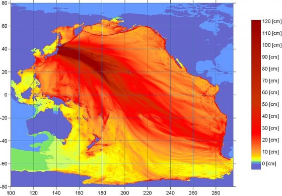 Spread of the tsunami energy across the Pacific