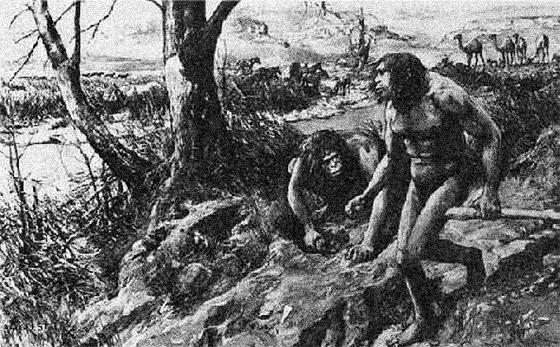 The 'reconstruction' of 'Nebraska man' by the 'Illustrated London News' (actually based on Homo erectus, 'Java man,' not the Nebraska tooth, which no scientist claimed looked like an advanced species of Homo).