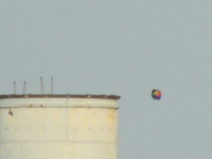 Unidentified flying object near smoke stack